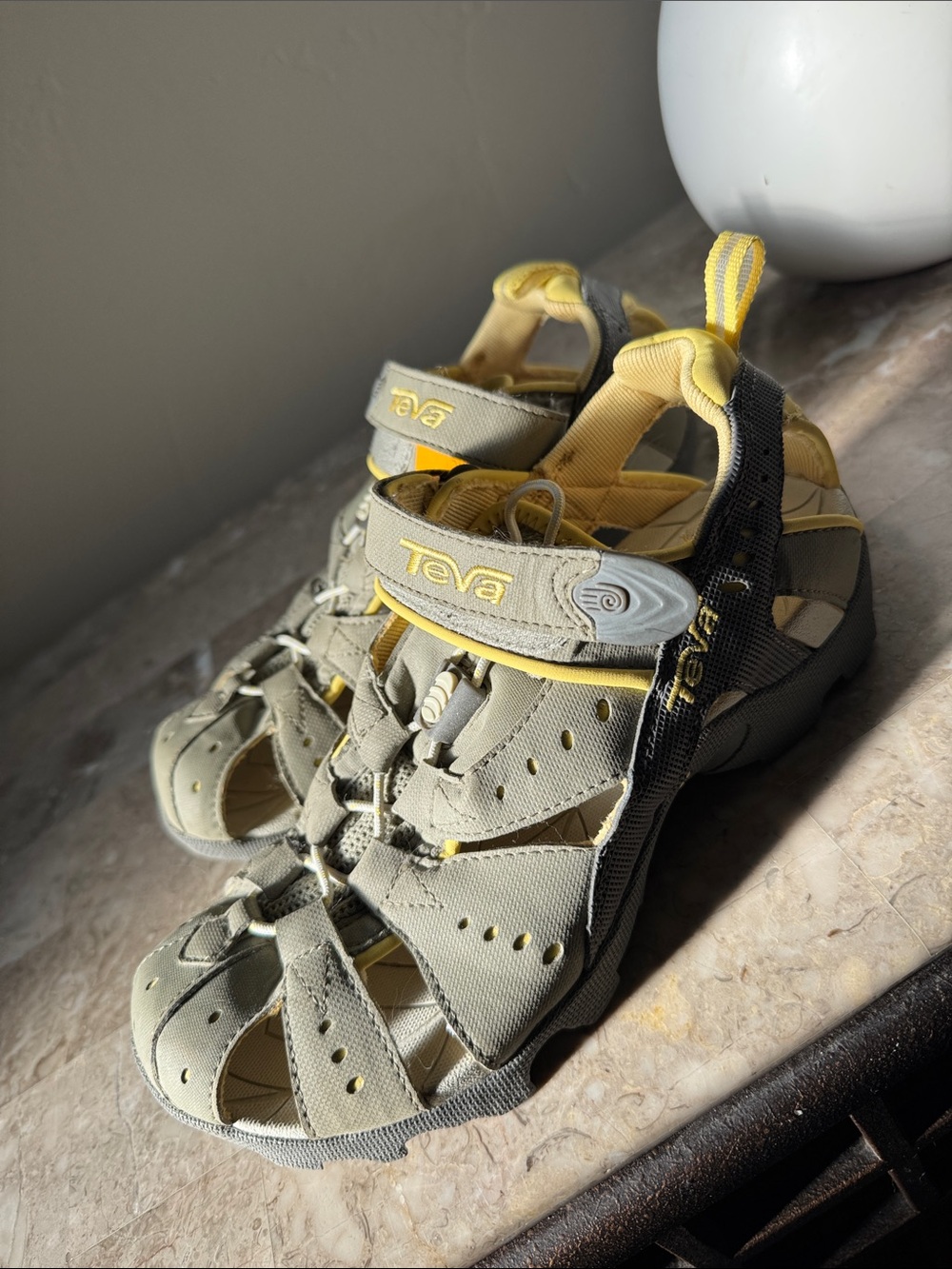 Teva Olive Green and Yellow Closed-Toe Sport Sandals